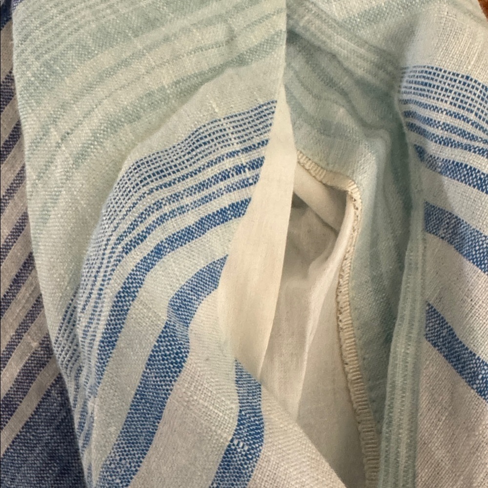 Tommy Bahama Ocean Reverie chevron Blue White Stripe Linen Maxi dress L - Picture 9 of 11